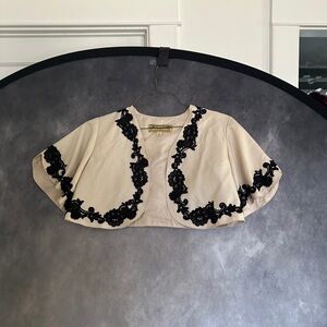 Libertine for Target Beige and Black Floral Crop Top Bolero Shrug